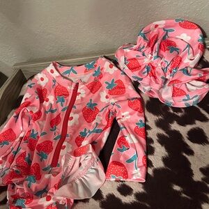 Pink Strawberry Print Swimsuit Set 18 month